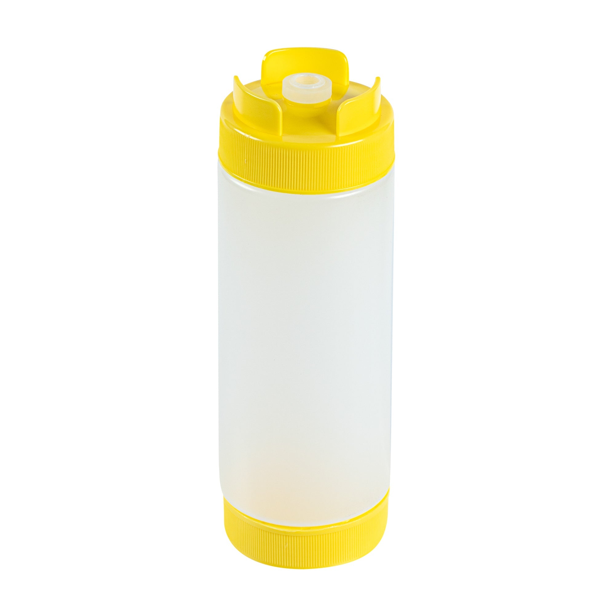 First In First Out 20 oz Yellow Plastic Squeeze Bottle - Inverted, Refill & Dispensing Lid - 2 3/4" x 2 3/4" x 7 3/4" - 1 count box
