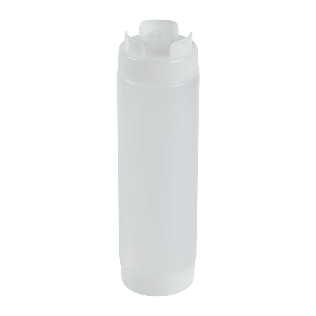 First In First Out 24 oz Clear Plastic Squeeze Bottle - Inverted, Refill & Dispensing Lid - 2 3/4" x 2 3/4" x 9 1/4" - 1 count box