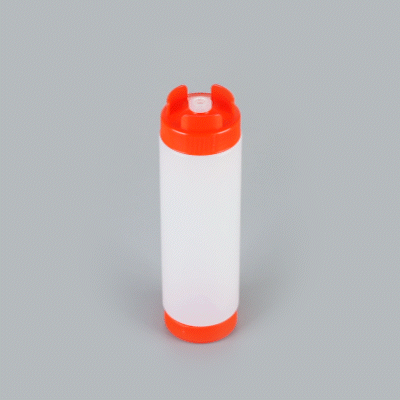 First In First Out 24 oz Red Plastic Squeeze Bottle - Inverted, Refill & Dispensing Lid - 2 3/4" x 2 3/4" x 9 1/4" - 1 count box