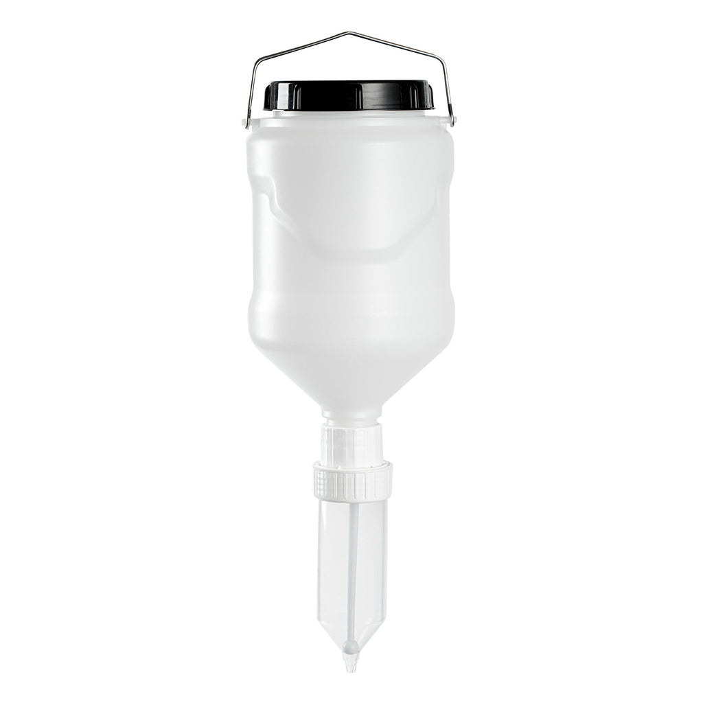 Sauce Tek 3L Plastic Hanging Bottle Condiment Pump Dispenser - with Squeeze Nozzle - 6" x 6" x 16 3/4" - 1 count box