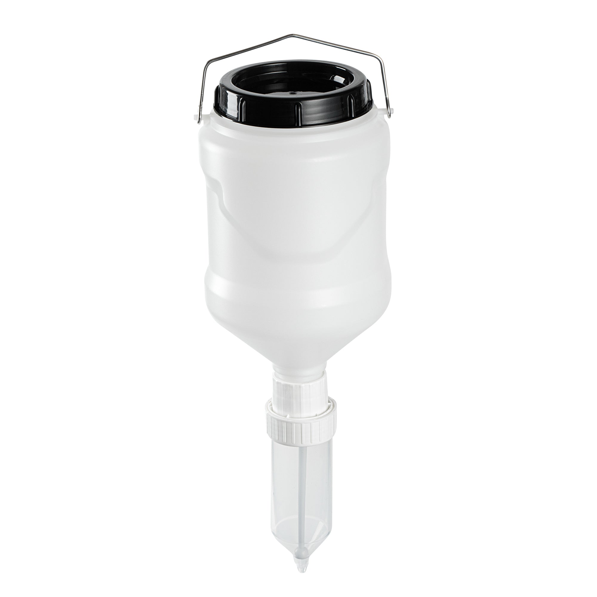 Sauce Tek 3L Plastic Hanging Bottle Condiment Pump Dispenser - with Squeeze Nozzle - 6" x 6" x 16 3/4" - 1 count box