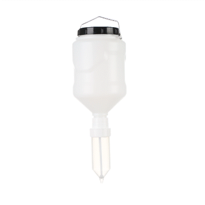 Sauce Tek 3L Plastic Hanging Bottle Condiment Pump Dispenser - with Squeeze Nozzle - 6" x 6" x 16 3/4" - 1 count box
