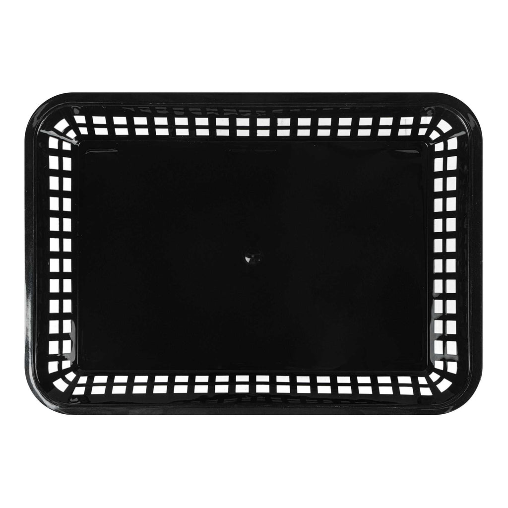Chef 101 Rectangle Black Plastic Fast Food Serving Basket - 11 3/4" x 8 1/2" x 1 1/2" - 10 count box
