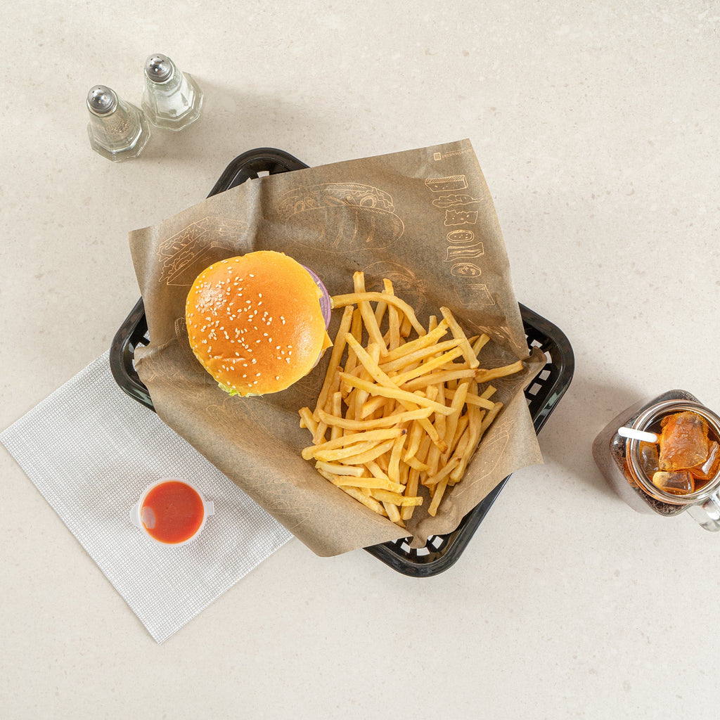 Chef 101 Rectangle Black Plastic Fast Food Serving Basket - 11 3/4" x 8 1/2" x 1 1/2" - 100 count box