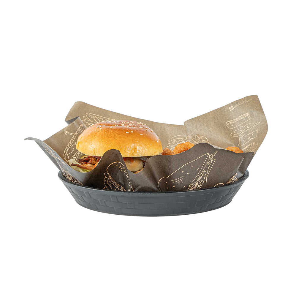 Chef 101 Round Black Plastic Diner Platter - 9" x 9" x 1 1/4" - 10 count box