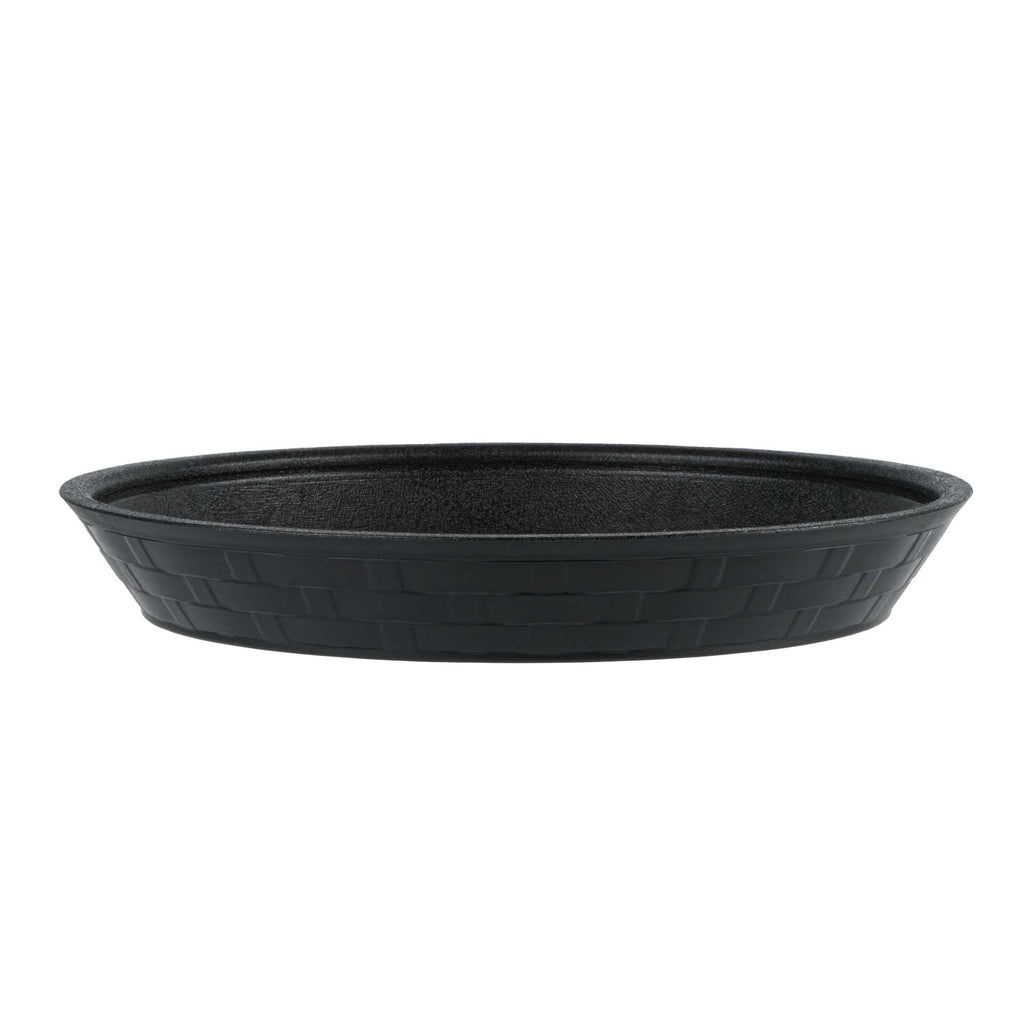 Chef 101 Round Black Plastic Diner Platter - 9" x 9" x 1 1/4" - 10 count box
