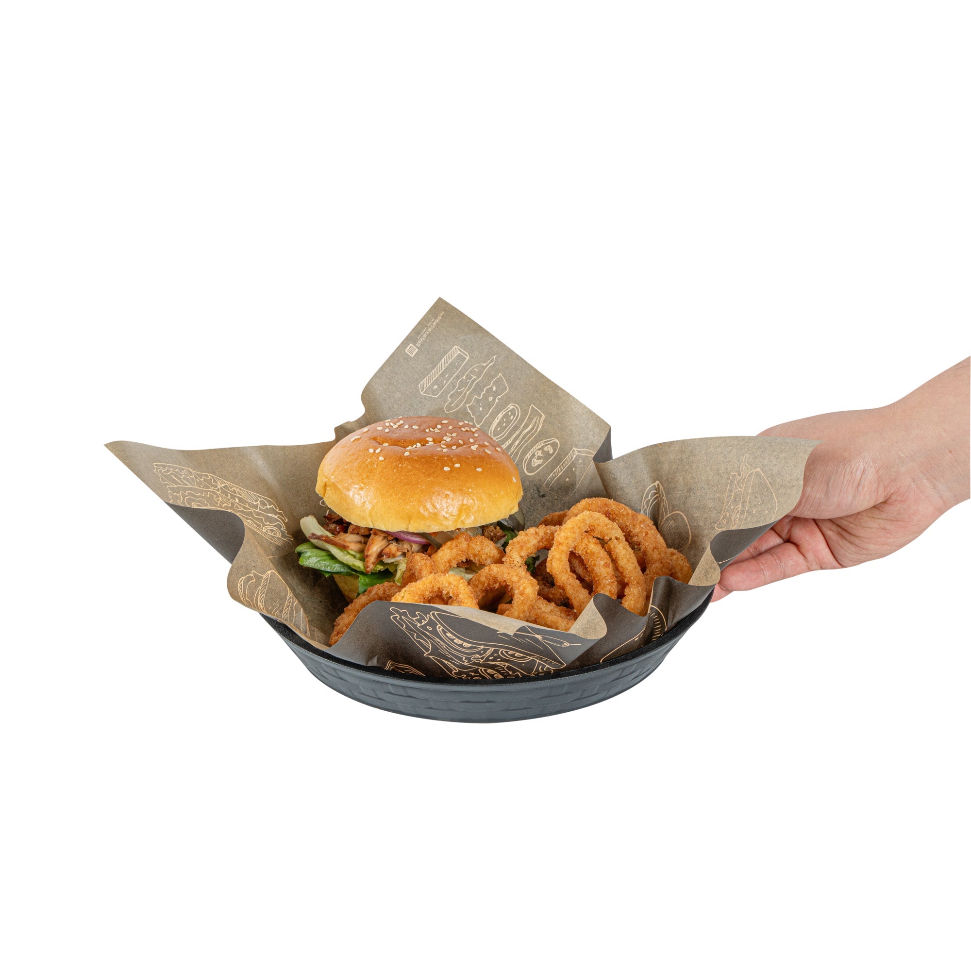Chef 101 Round Black Plastic Diner Platter - 9" x 9" x 1 1/4" - 100 count box