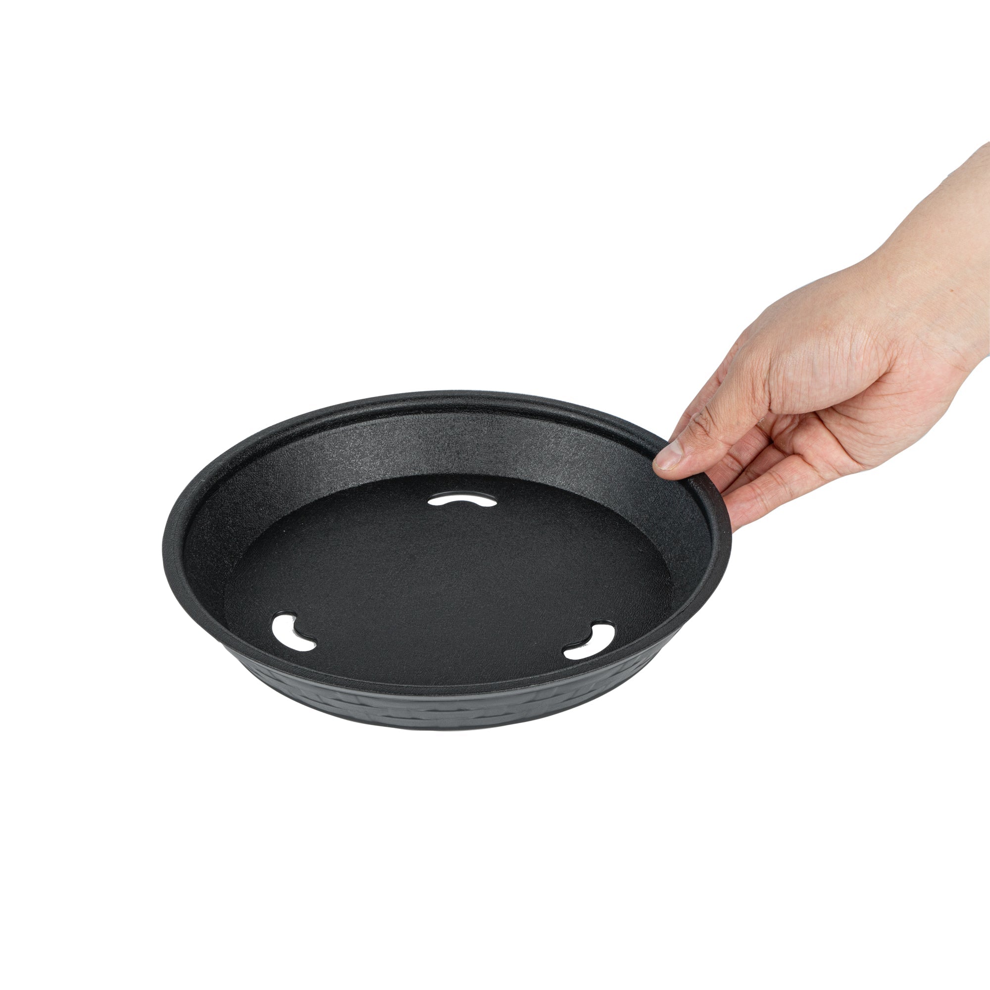 Chef 101 Round Black Plastic Diner Platter - 9" x 9" x 1 1/4" - 100 count box