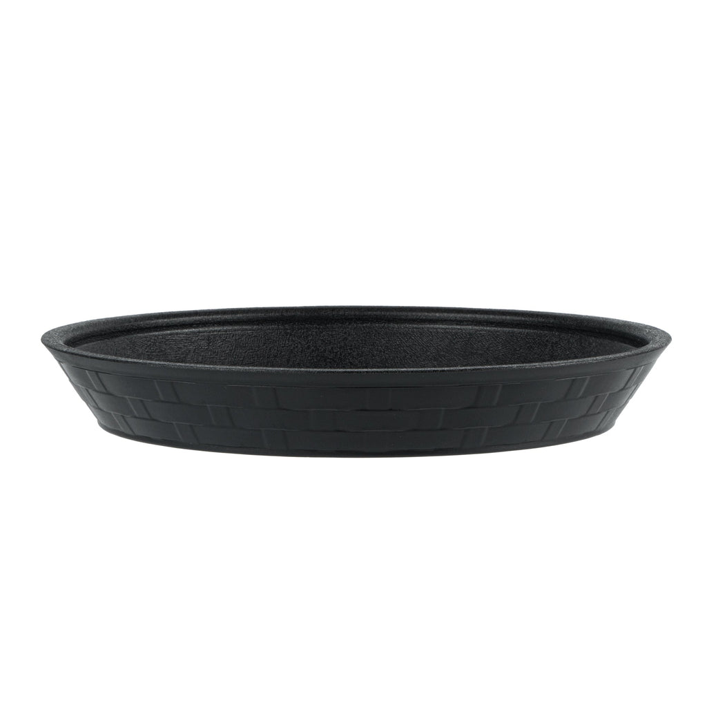 Chef 101 Round Black Plastic Diner Platter - 9" x 9" x 1 1/4" - 100 count box