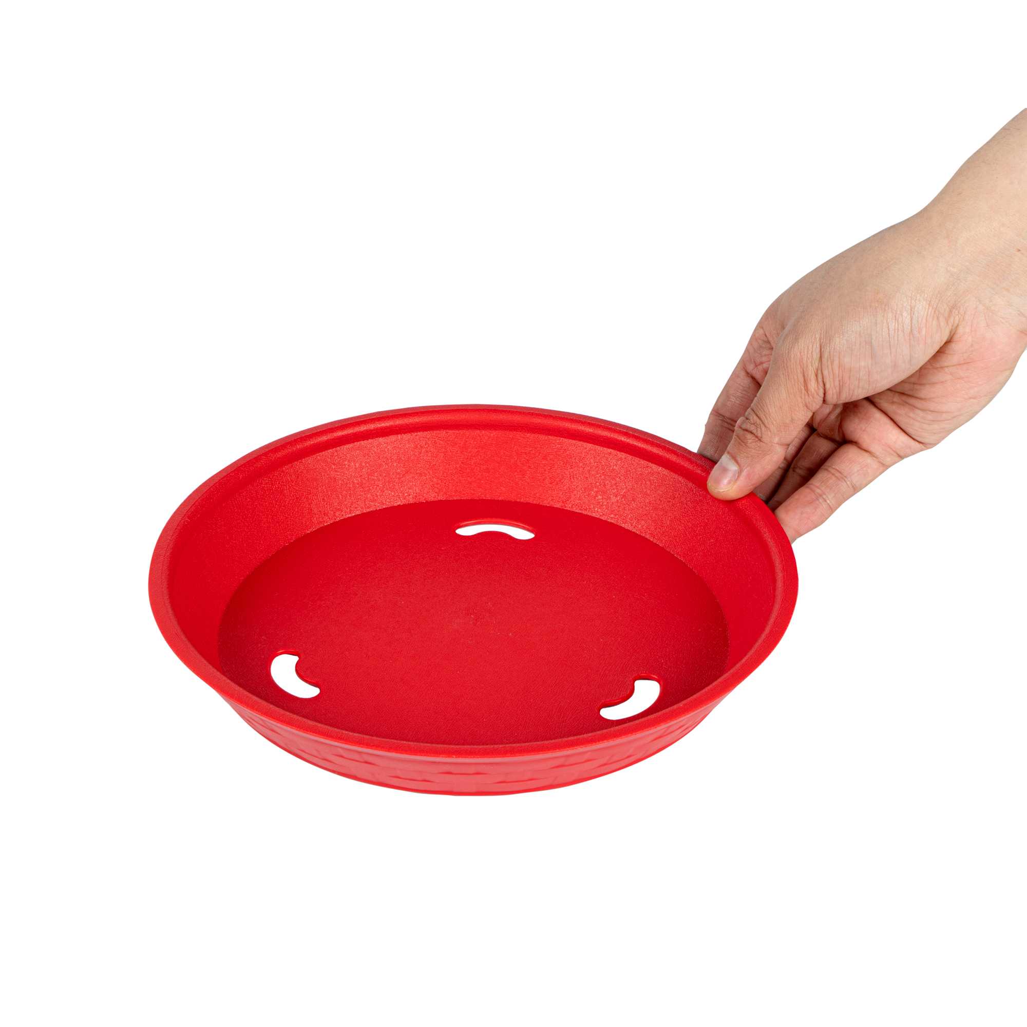 Chef 101 Round Red Plastic Diner Platter - 9" x 9" x 1 1/4" - 10 count box