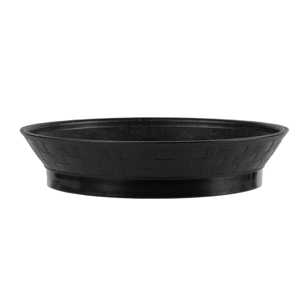 Chef 101 Round Black Plastic Diner Platter - with Base - 8 3/4" x 8 3/4" x 1 3/4" - 10 count box
