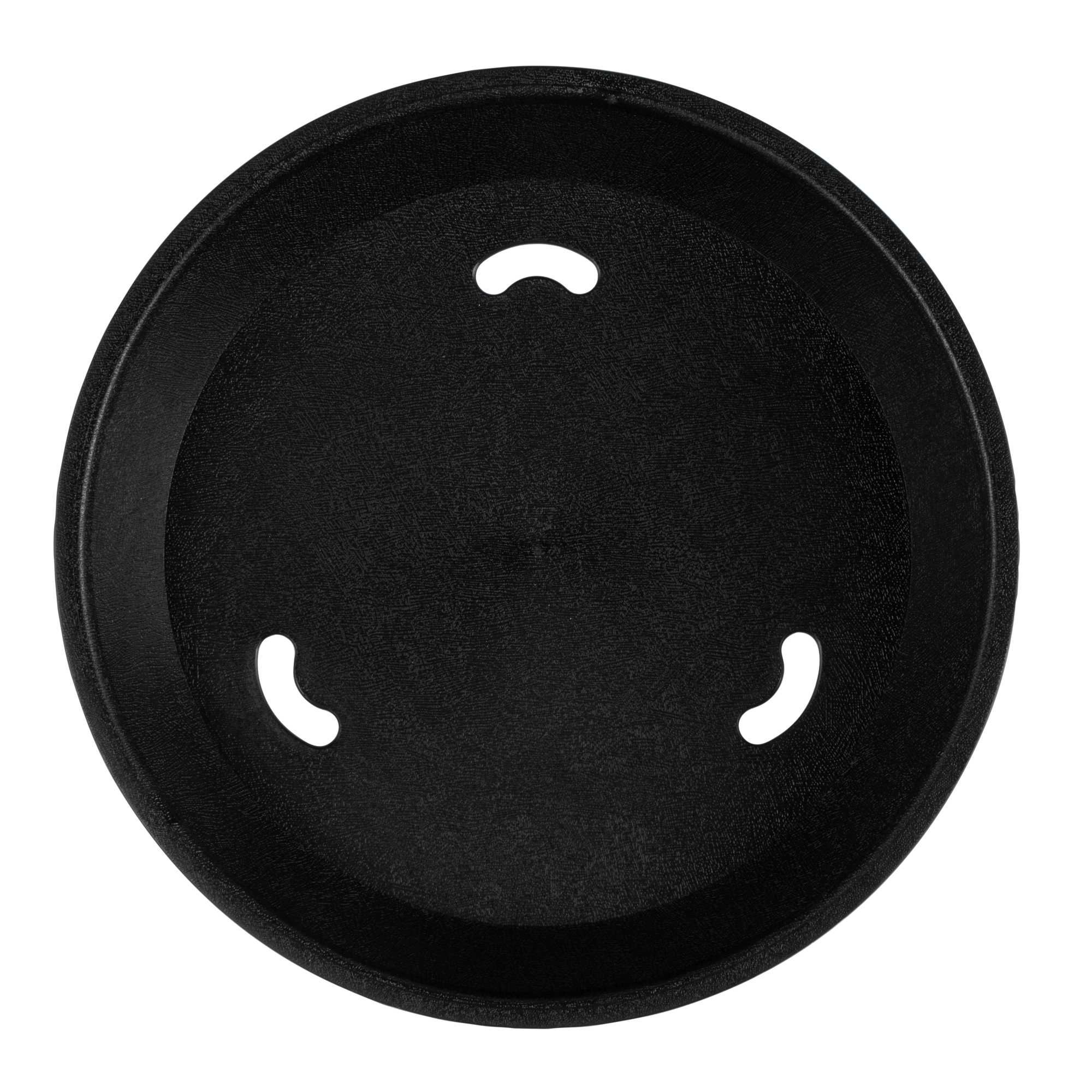 Chef 101 Round Black Plastic Diner Platter - with Base - 8 3/4" x 8 3/4" x 1 3/4" - 10 count box