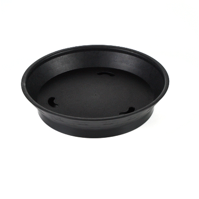 Chef 101 Round Black Plastic Diner Platter - with Base - 8 3/4" x 8 3/4" x 1 3/4" - 100 count box