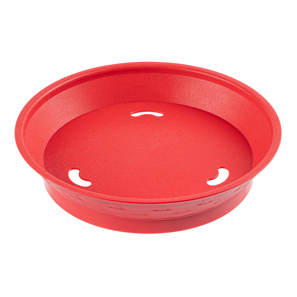 Chef 101 Round Red Plastic Diner Platter - with Base - 8 3/4" x 8 3/4" x 1 3/4" - 100 count box