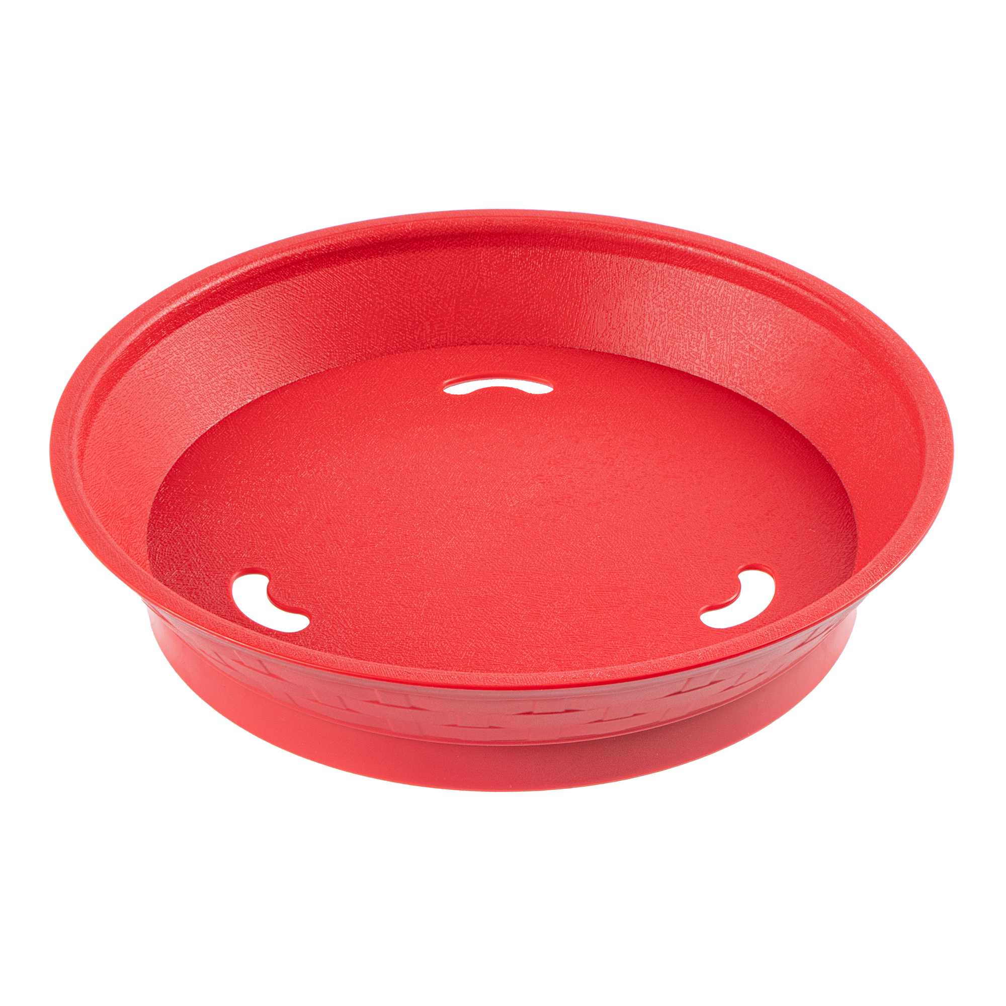 Chef 101 Round Red Plastic Diner Platter - with Base - 8 3/4" x 8 3/4" x 1 3/4" - 10 count box