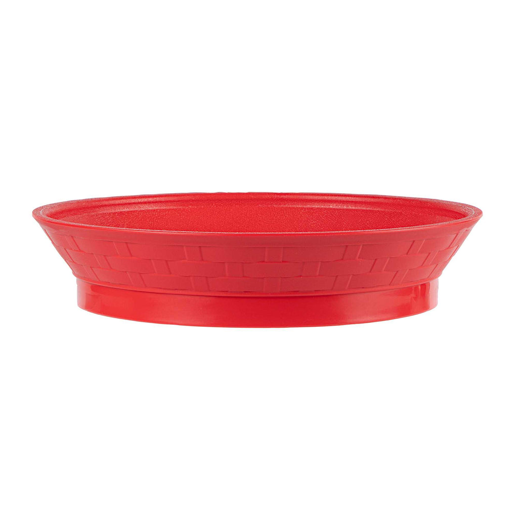 Chef 101 Round Red Plastic Diner Platter - with Base - 8 3/4" x 8 3/4" x 1 3/4" - 10 count box