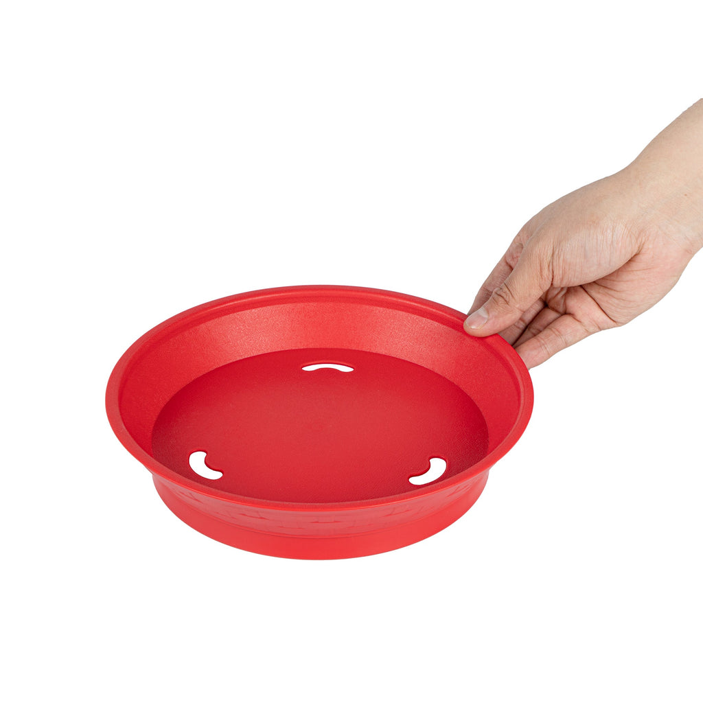 Chef 101 Round Red Plastic Diner Platter - with Base - 8 3/4" x 8 3/4" x 1 3/4" - 100 count box