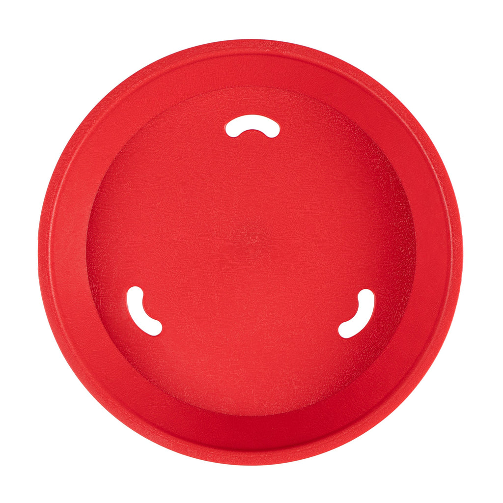 Chef 101 Round Red Plastic Diner Platter - with Base - 8 3/4" x 8 3/4" x 1 3/4" - 100 count box