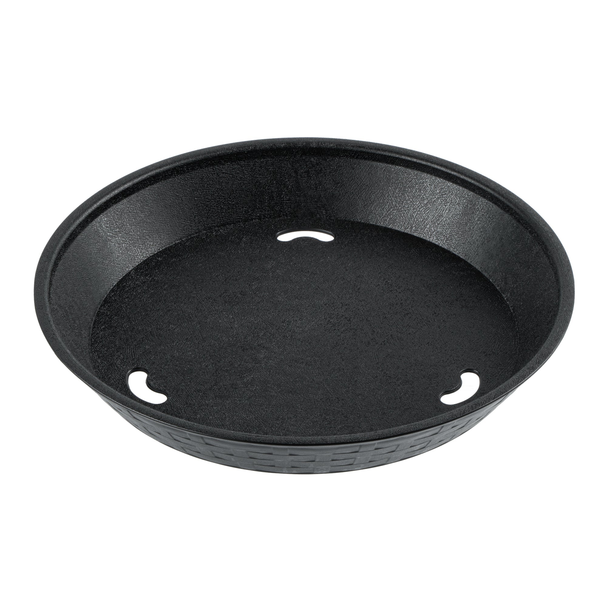 Chef 101 Round Black Plastic Diner Platter - 10 1/2" x 10 1/2" x 1 1/2" - 100 count box