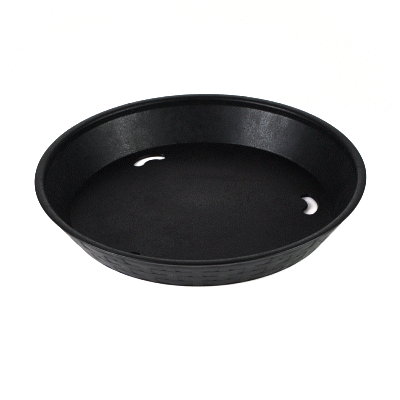 Chef 101 Round Black Plastic Diner Platter - 10 1/2" x 10 1/2" x 1 1/2" - 10 count box