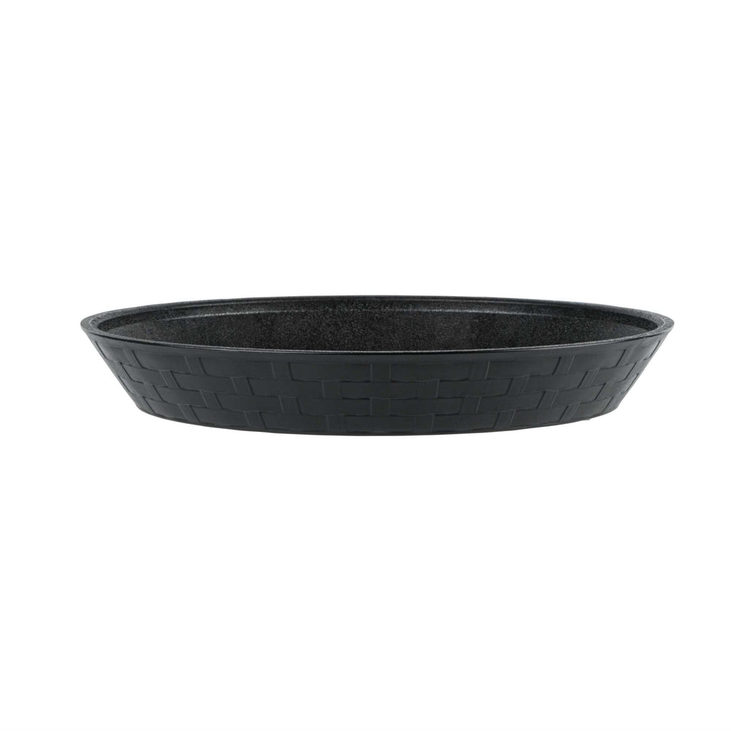 Chef 101 Round Black Plastic Diner Platter - 10 1/2" x 10 1/2" x 1 1/2" - 10 count box