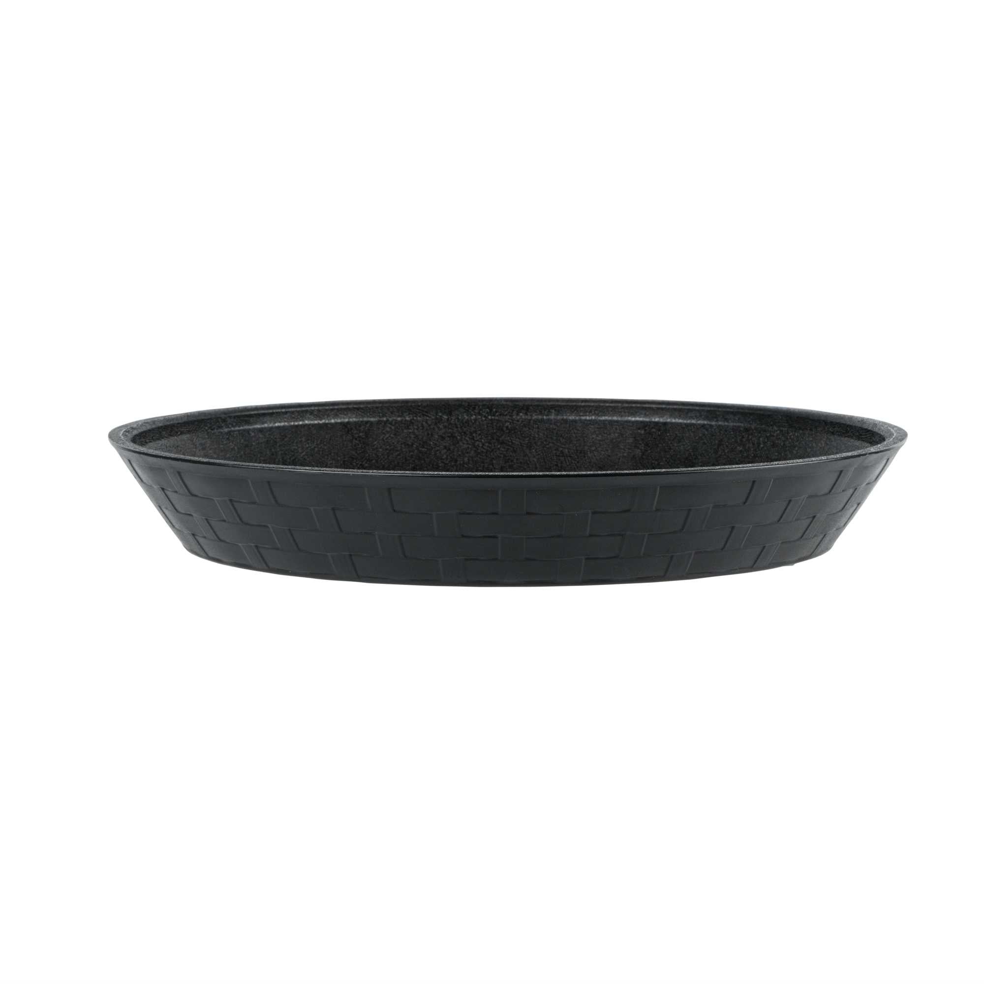 Chef 101 Round Black Plastic Diner Platter - 10 1/2" x 10 1/2" x 1 1/2" - 10 count box