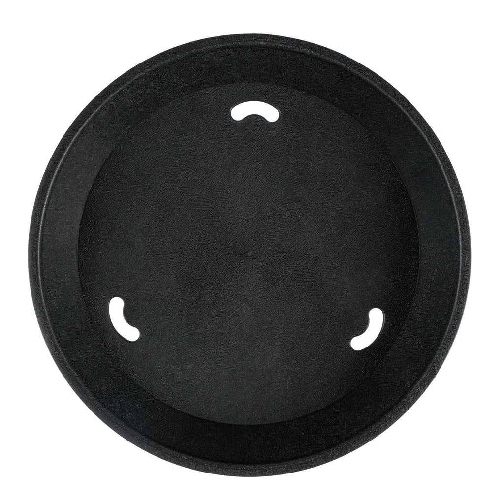 Chef 101 Round Black Plastic Diner Platter - 10 1/2" x 10 1/2" x 1 1/2" - 10 count box