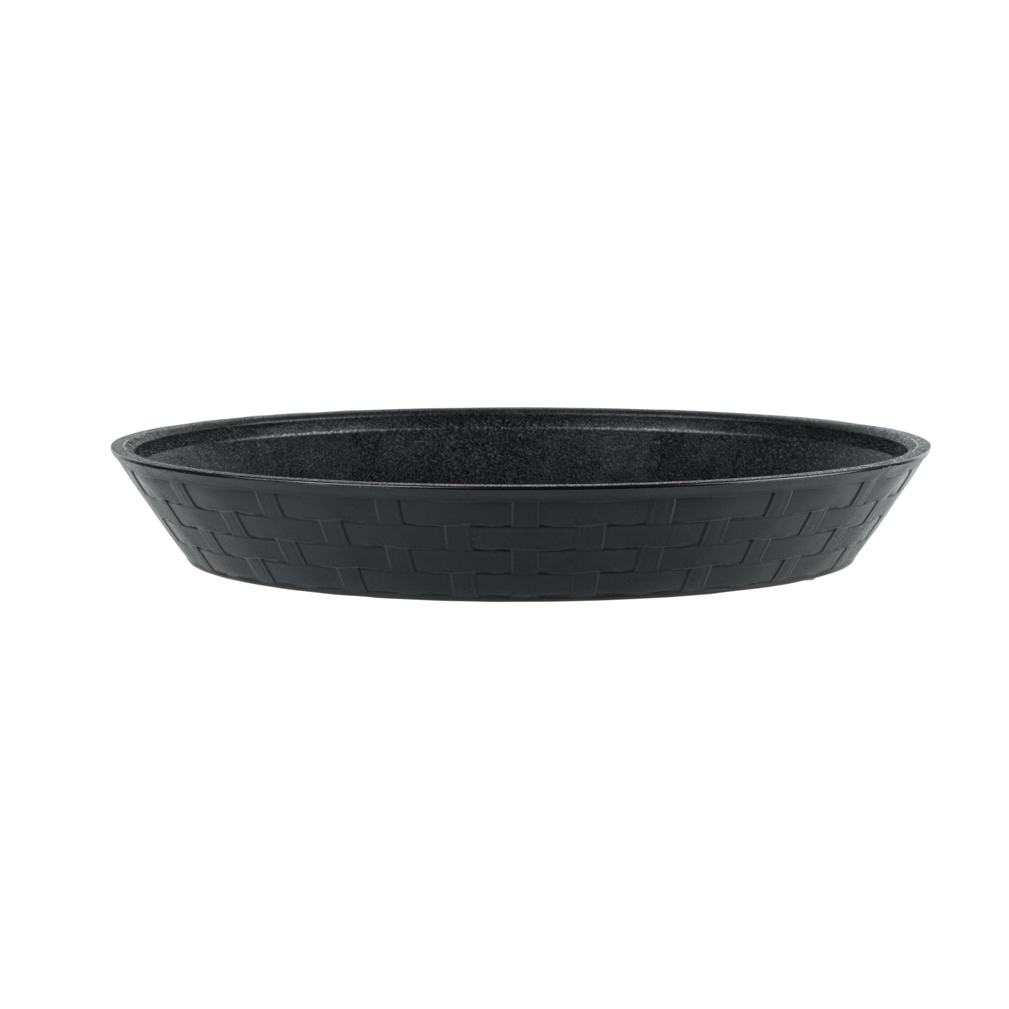 Chef 101 Round Black Plastic Diner Platter - 10 1/2" x 10 1/2" x 1 1/2" - 100 count box