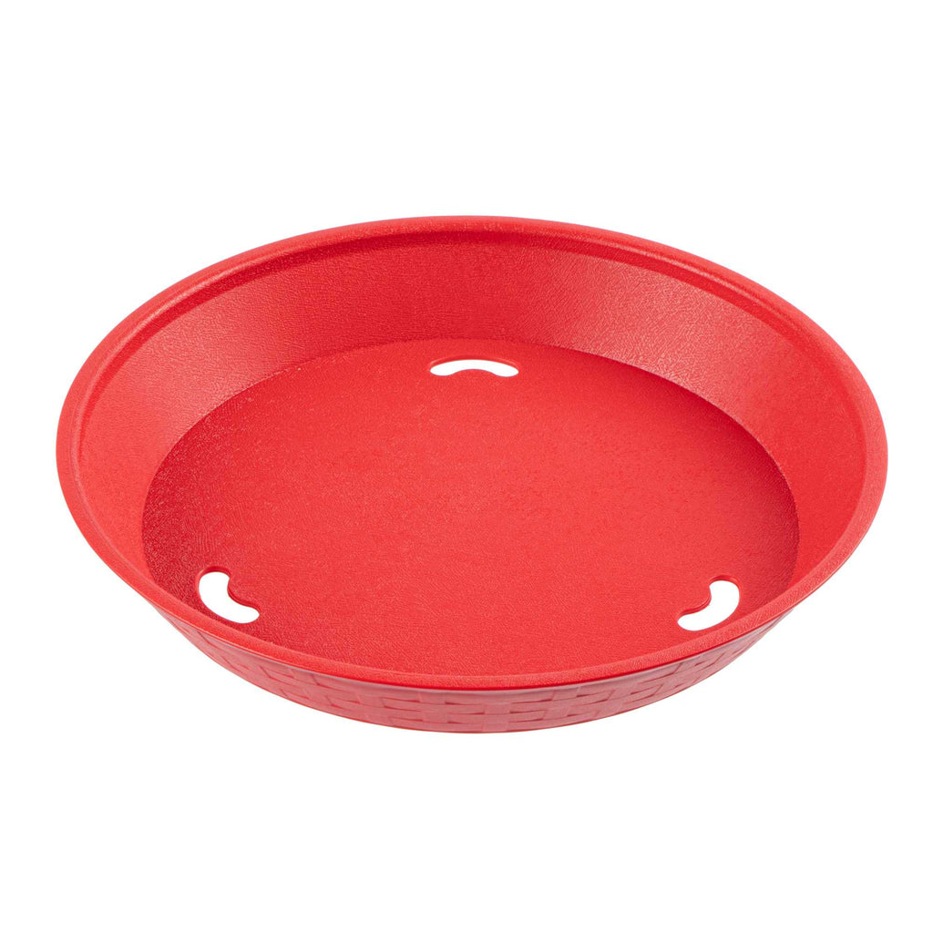 Chef 101 Round Red Plastic Diner Platter - 10 1/2" x 10 1/2" x 1 1/2" - 10 count box