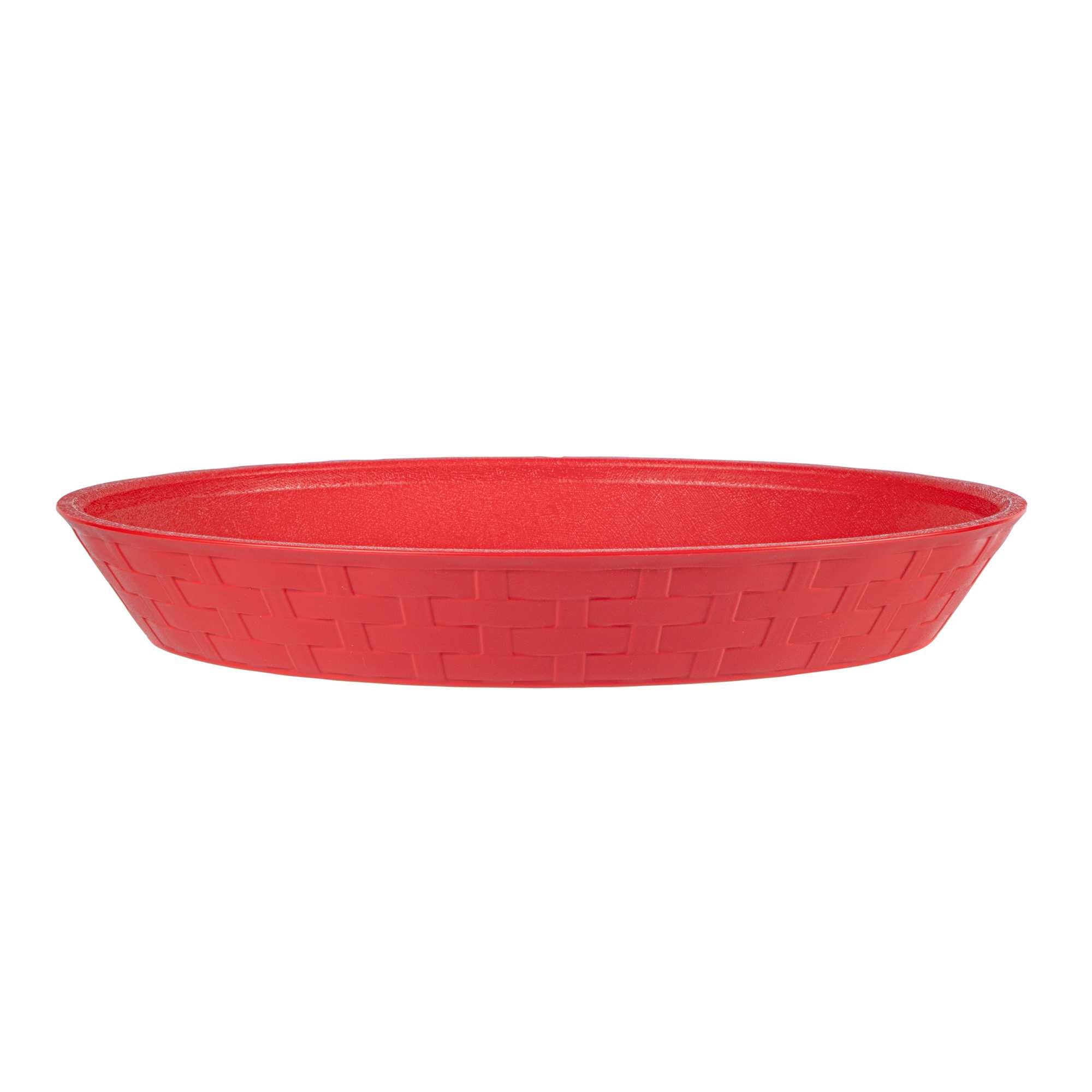 Chef 101 Round Red Plastic Diner Platter - 10 1/2" x 10 1/2" x 1 1/2" - 10 count box