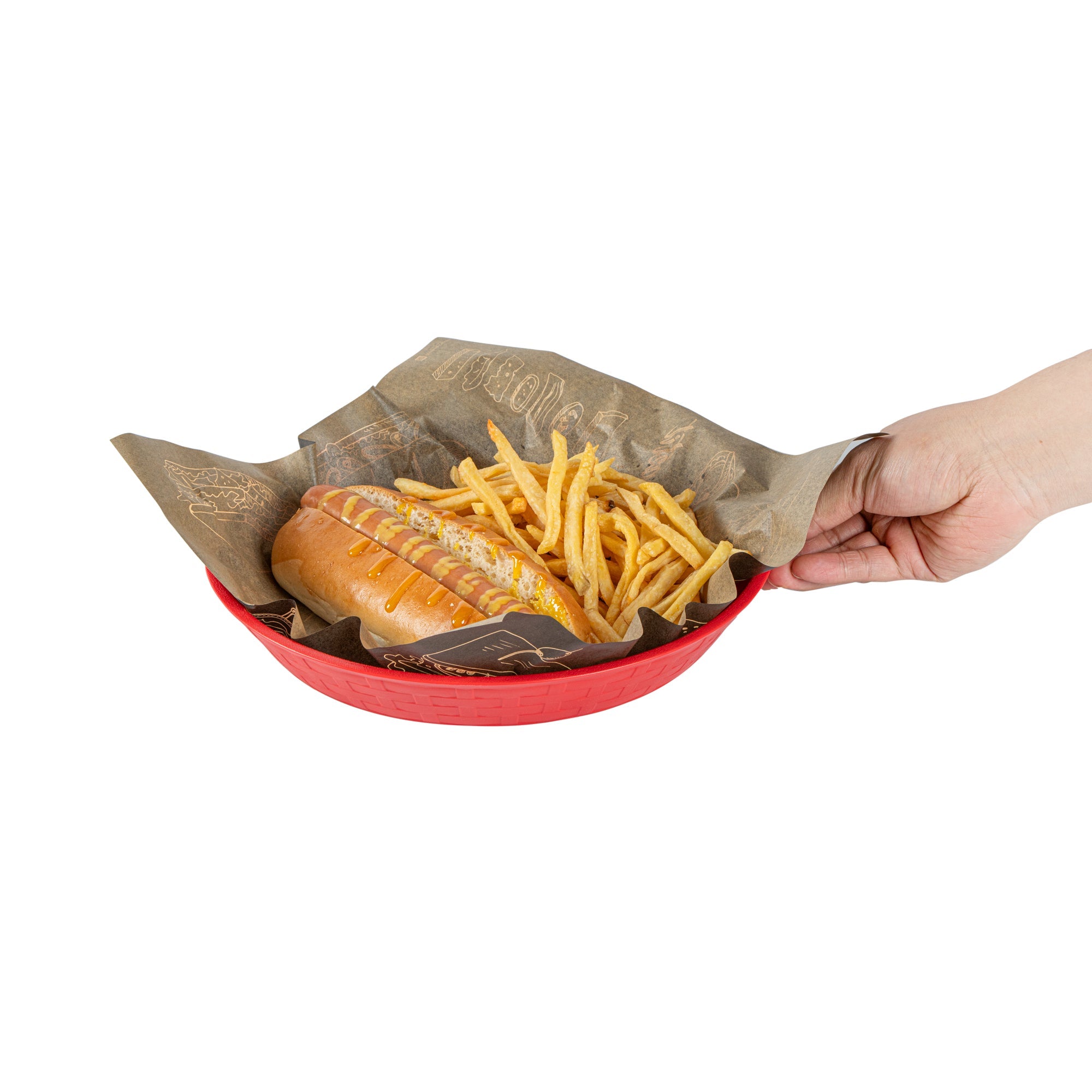Chef 101 Round Red Plastic Diner Platter - 10 1/2" x 10 1/2" x 1 1/2" - 100 count box