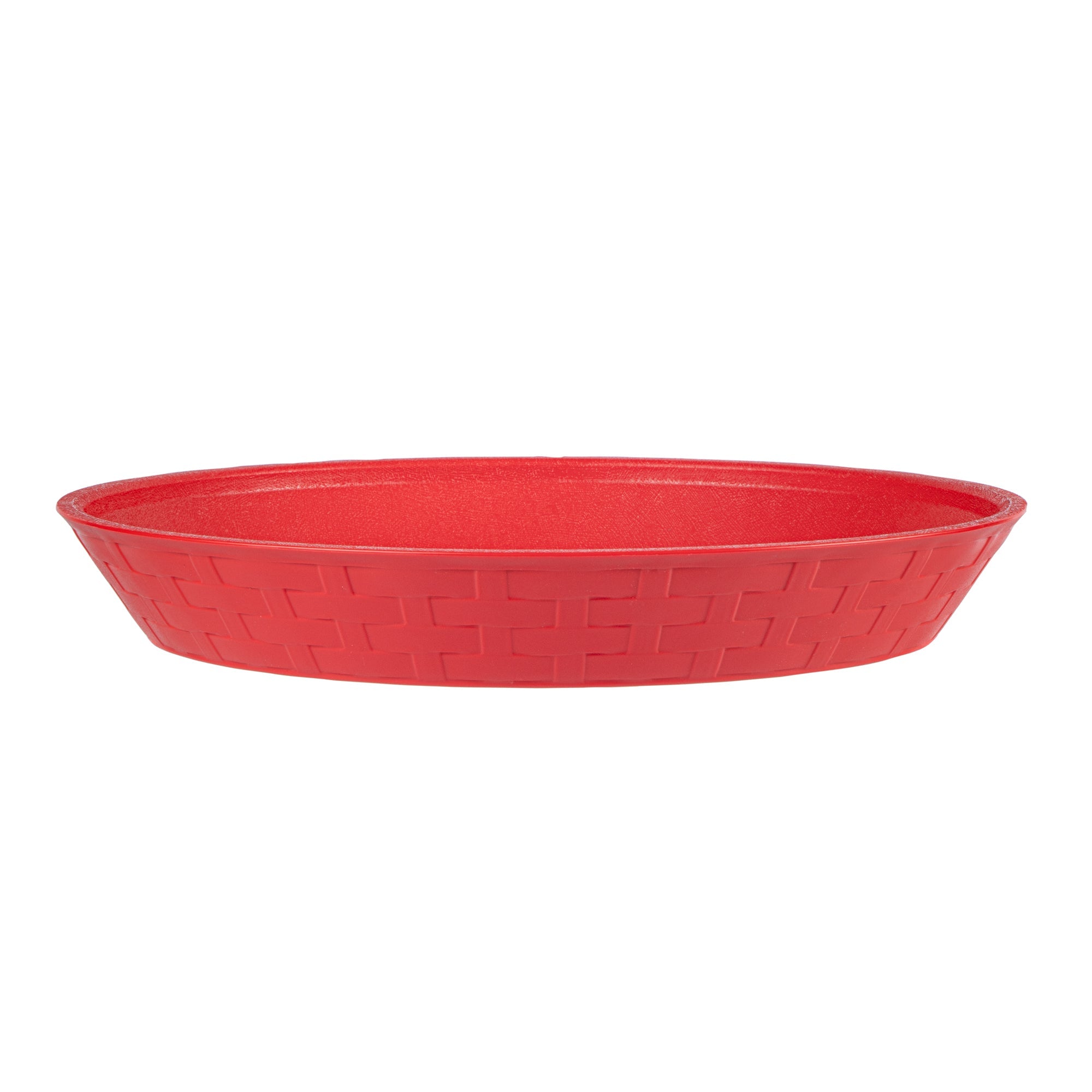 Chef 101 Round Red Plastic Diner Platter - 10 1/2" x 10 1/2" x 1 1/2" - 100 count box