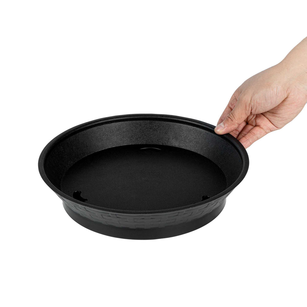 Chef 101 Round Black Plastic Diner Platter - with Base - 10 1/2" x 10 1/2" x 2 1/4" - 10 count box