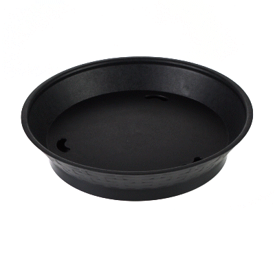 Chef 101 Round Black Plastic Diner Platter - with Base - 10 1/2" x 10 1/2" x 2 1/4" - 100 count box