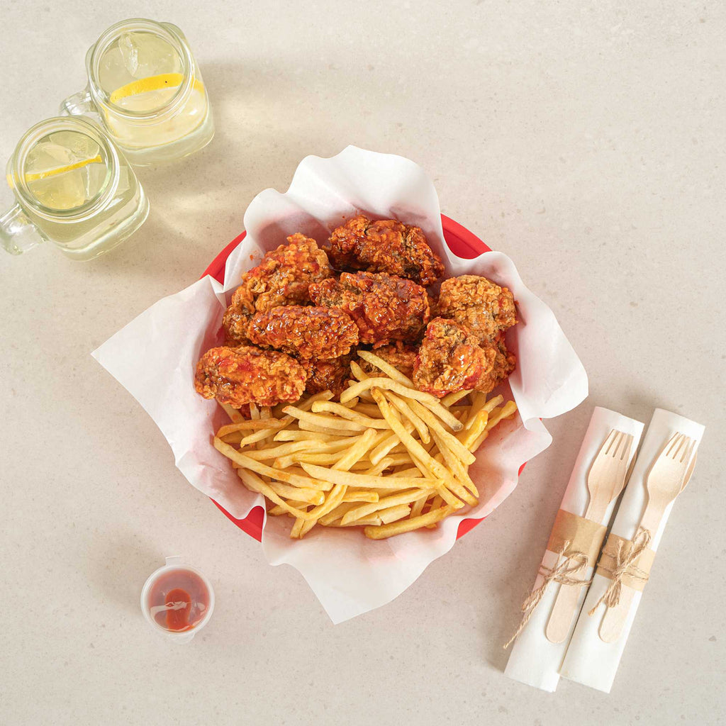 Chef 101 Round Red Plastic Diner Platter - with Base - 10 1/2" x 10 1/2" x 2 1/4" - 10 count box