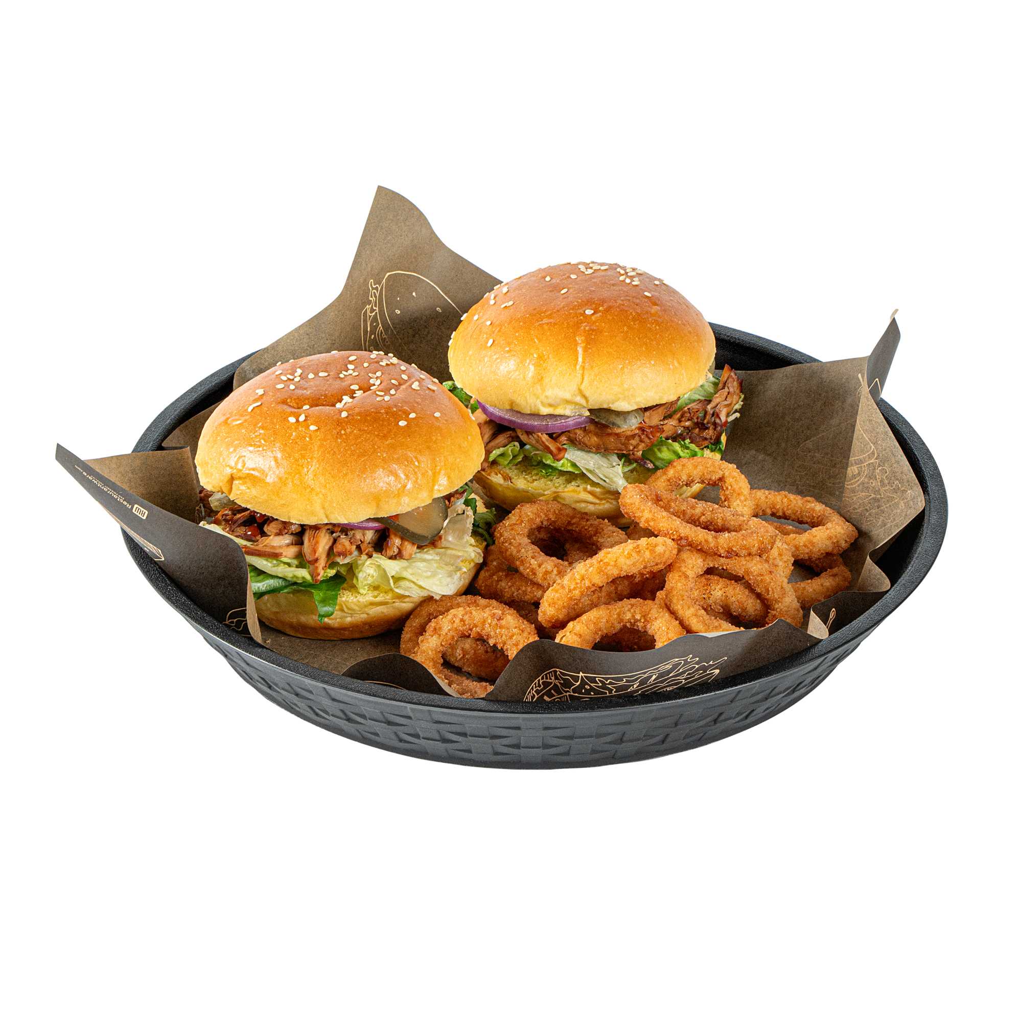 Chef 101 Round Black Plastic Diner Platter - 12" x 12" x 1 3/4" - 10 count box