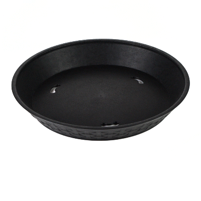 Chef 101 Round Black Plastic Diner Platter - 12" x 12" x 1 3/4" - 10 count box