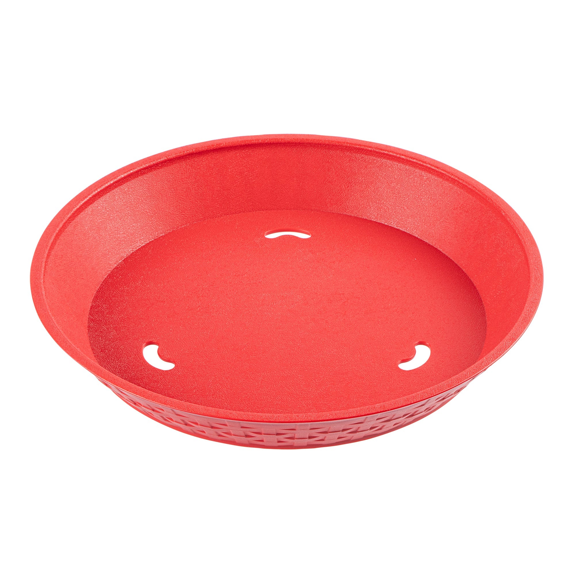 Chef 101 Round Red Plastic Diner Platter - 12" x 12" x 1 3/4" - 100 count box