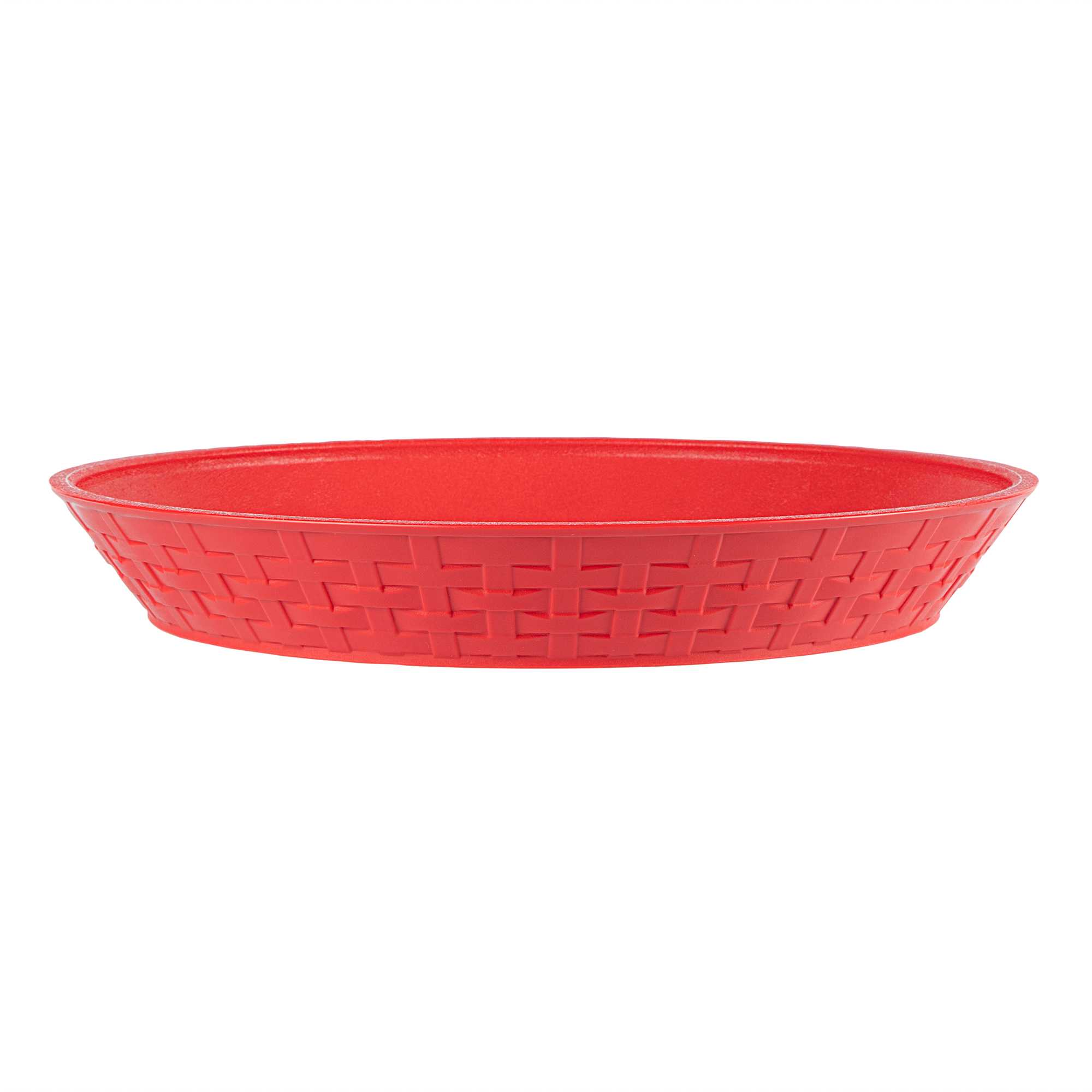 Chef 101 Round Red Plastic Diner Platter - 12" x 12" x 1 3/4" - 10 count box