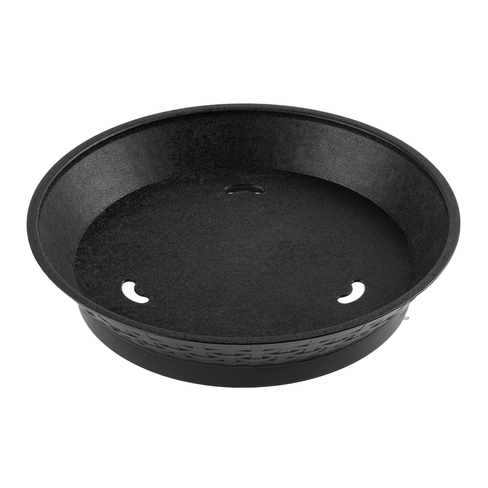 Chef 101 Round Black Plastic Diner Platter - with Base - 12" x 12" x 2 1/4" - 100 count box