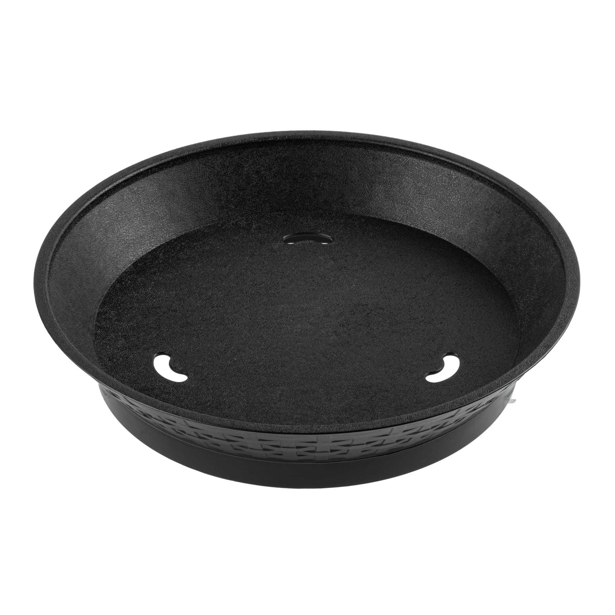 Chef 101 Round Black Plastic Diner Platter - with Base - 12" x 12" x 2 1/4" - 10 count box