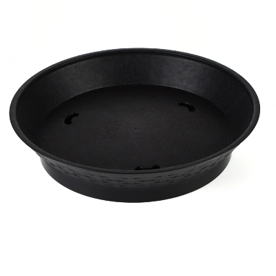 Chef 101 Round Black Plastic Diner Platter - with Base - 12" x 12" x 2 1/4" - 10 count box
