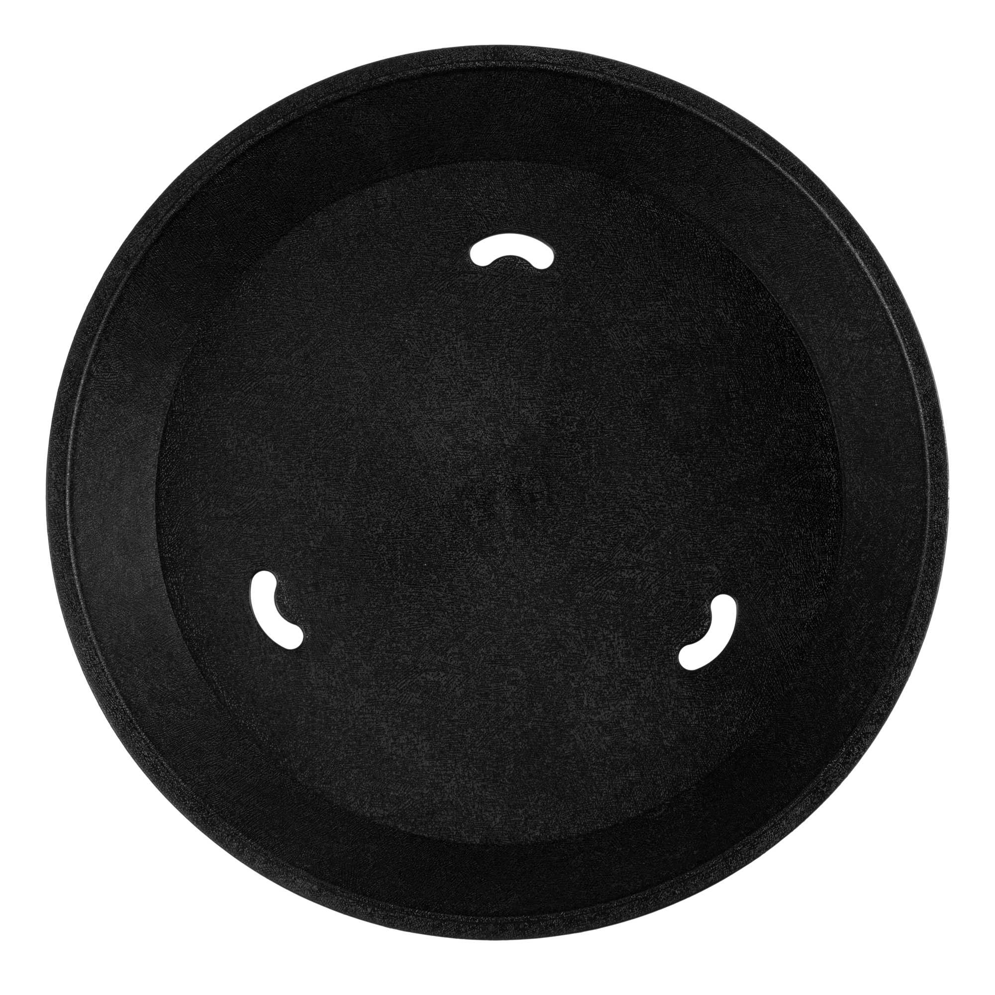 Chef 101 Round Black Plastic Diner Platter - with Base - 12" x 12" x 2 1/4" - 10 count box