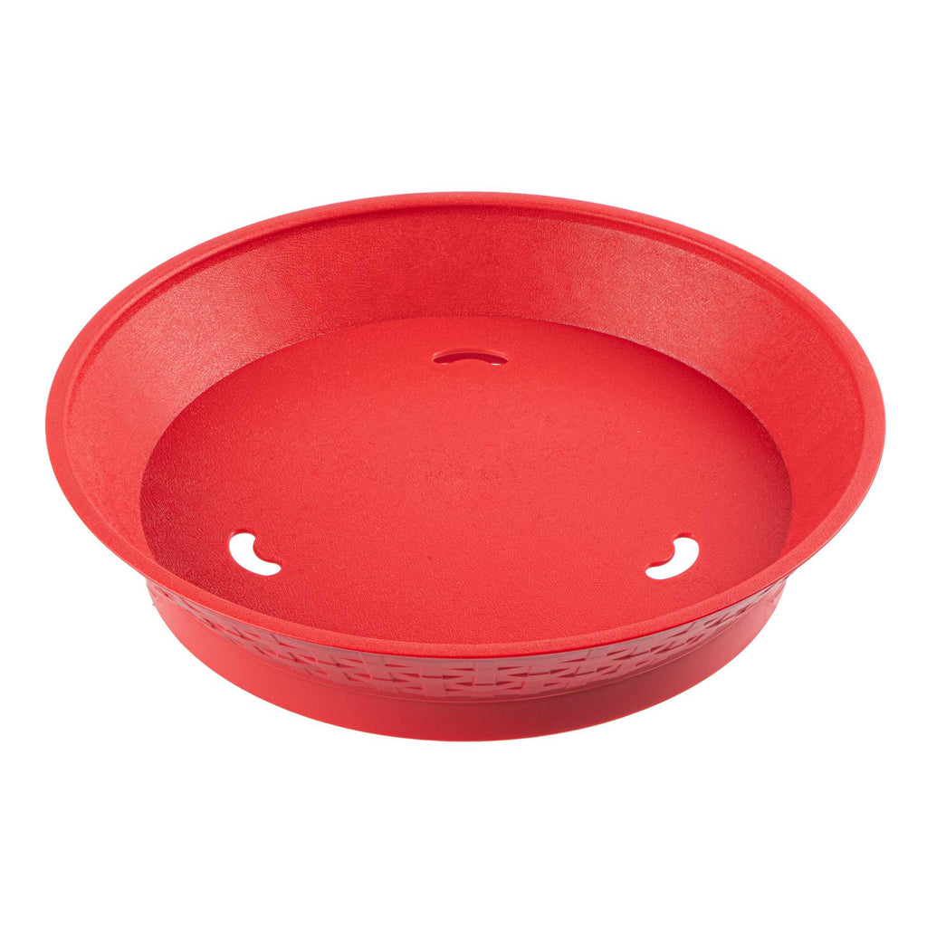 Chef 101 Round Red Plastic Diner Platter - with Base - 12" x 12" x 2 1/4" - 10 count box