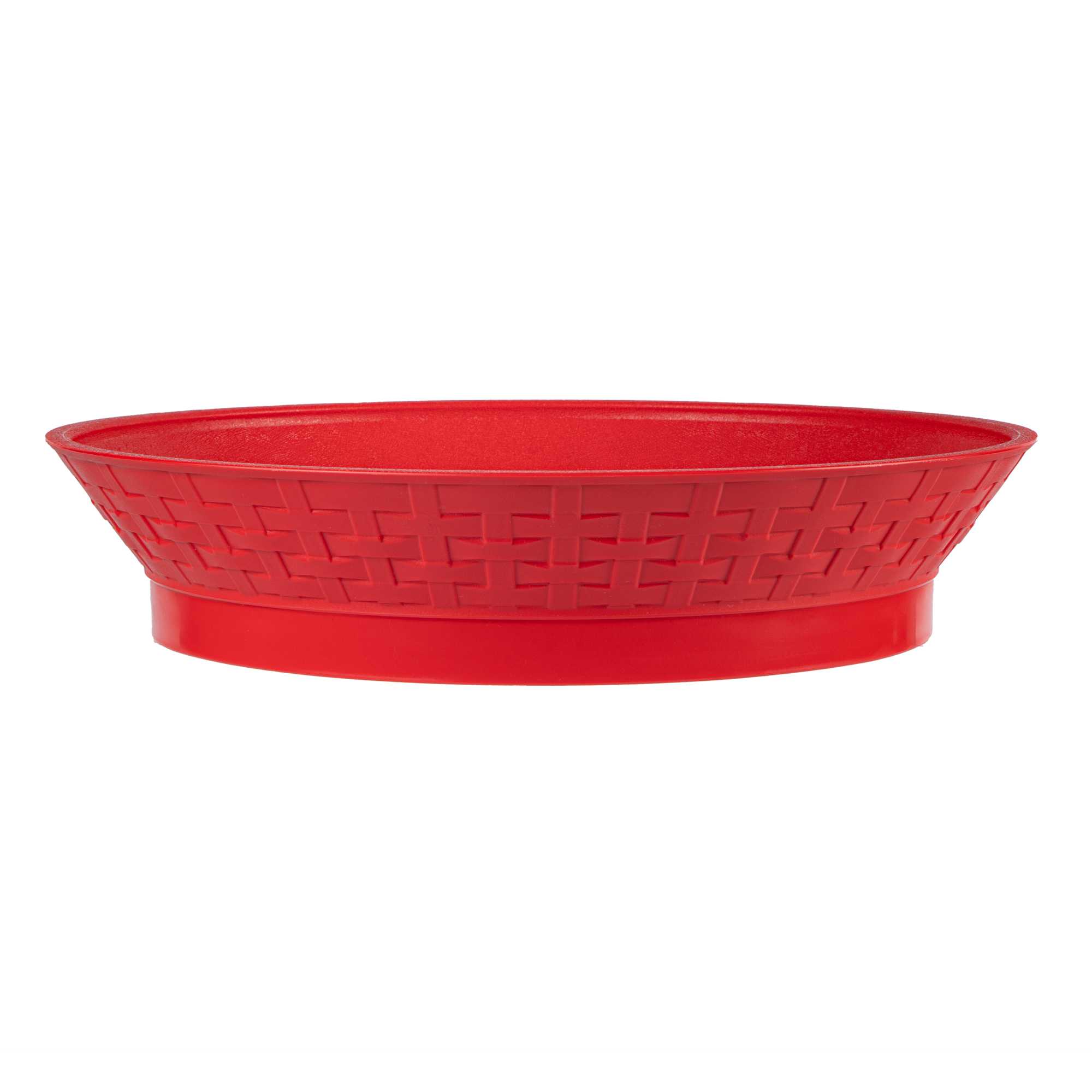 Chef 101 Round Red Plastic Diner Platter - with Base - 12" x 12" x 2 1/4" - 10 count box