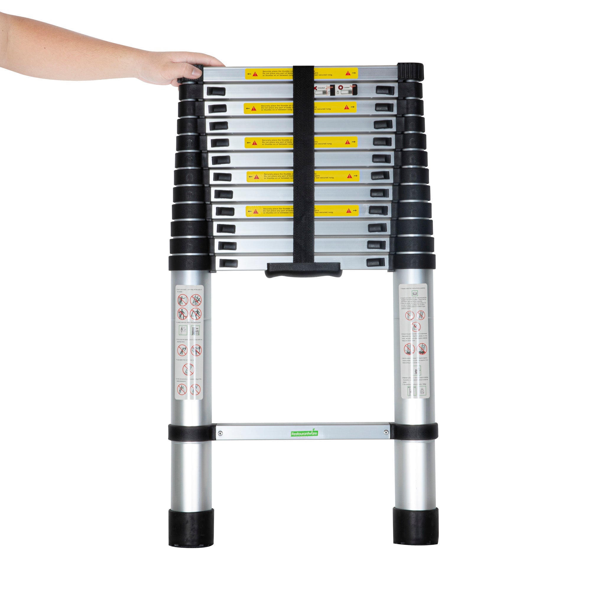 Handy Tek Aluminum Telescoping Extension Ladder - 330 lb Load Capacity - 12 1/2' - 1 count box