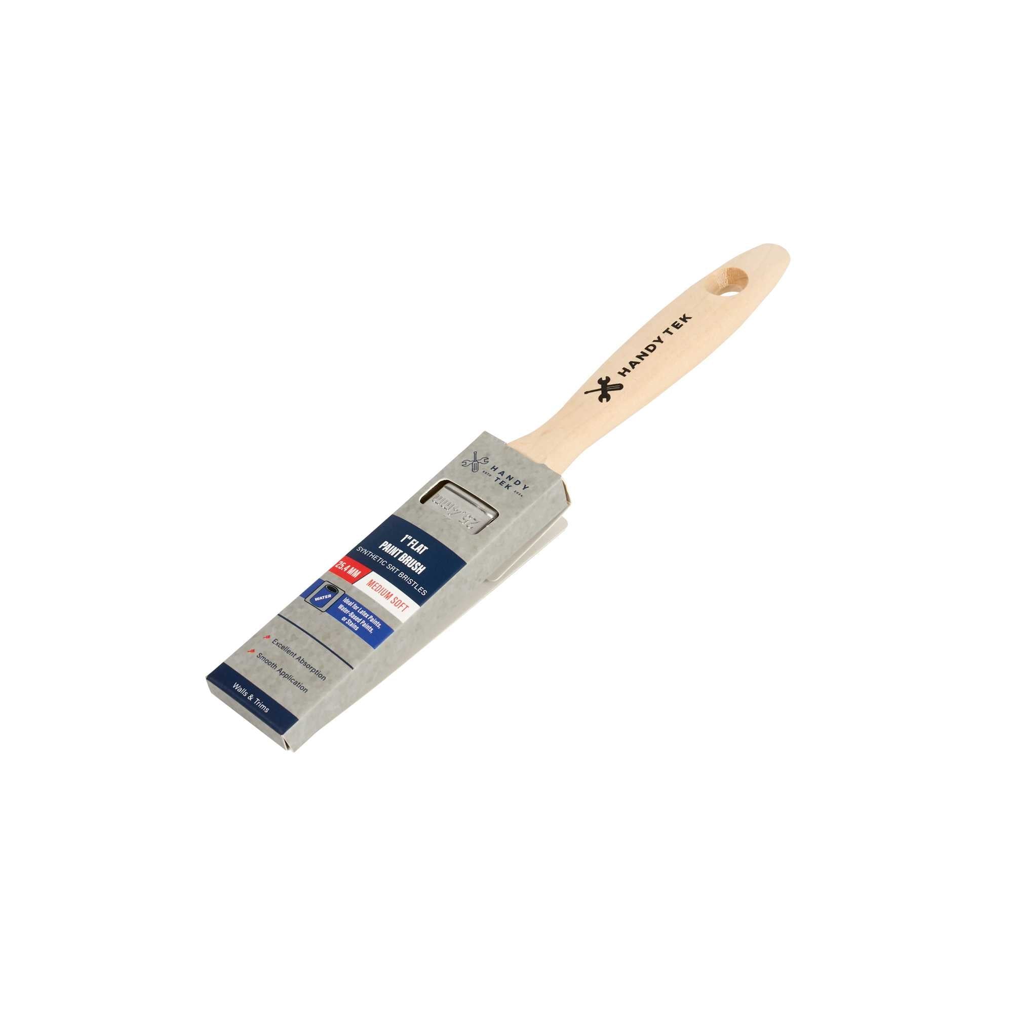 Handy Tek Synthetic Polyester Paint Brush - Flat, Beaver Tail - 1" - 6 count box