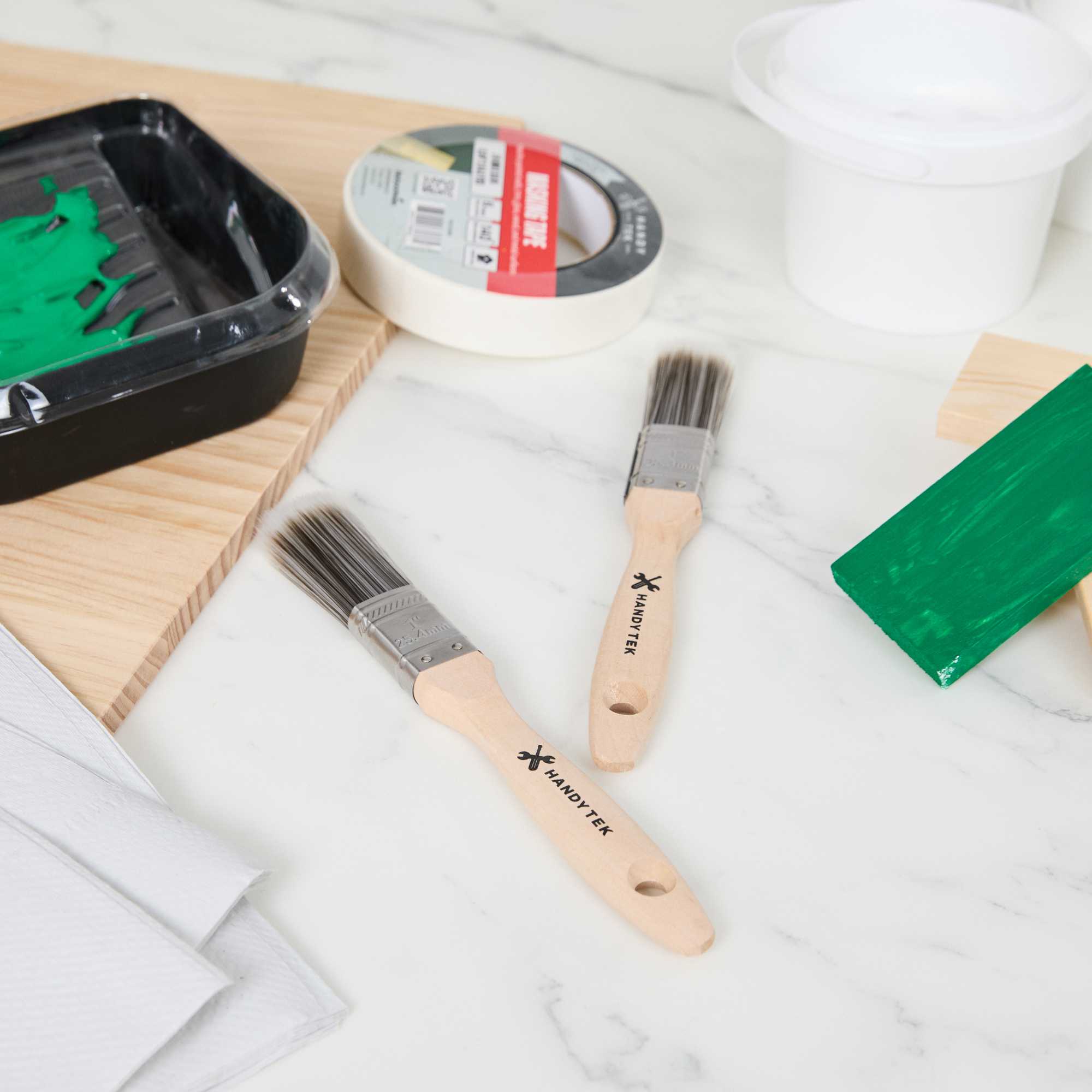 Handy Tek Synthetic Polyester Paint Brush - Flat, Beaver Tail - 1" - 144 count box