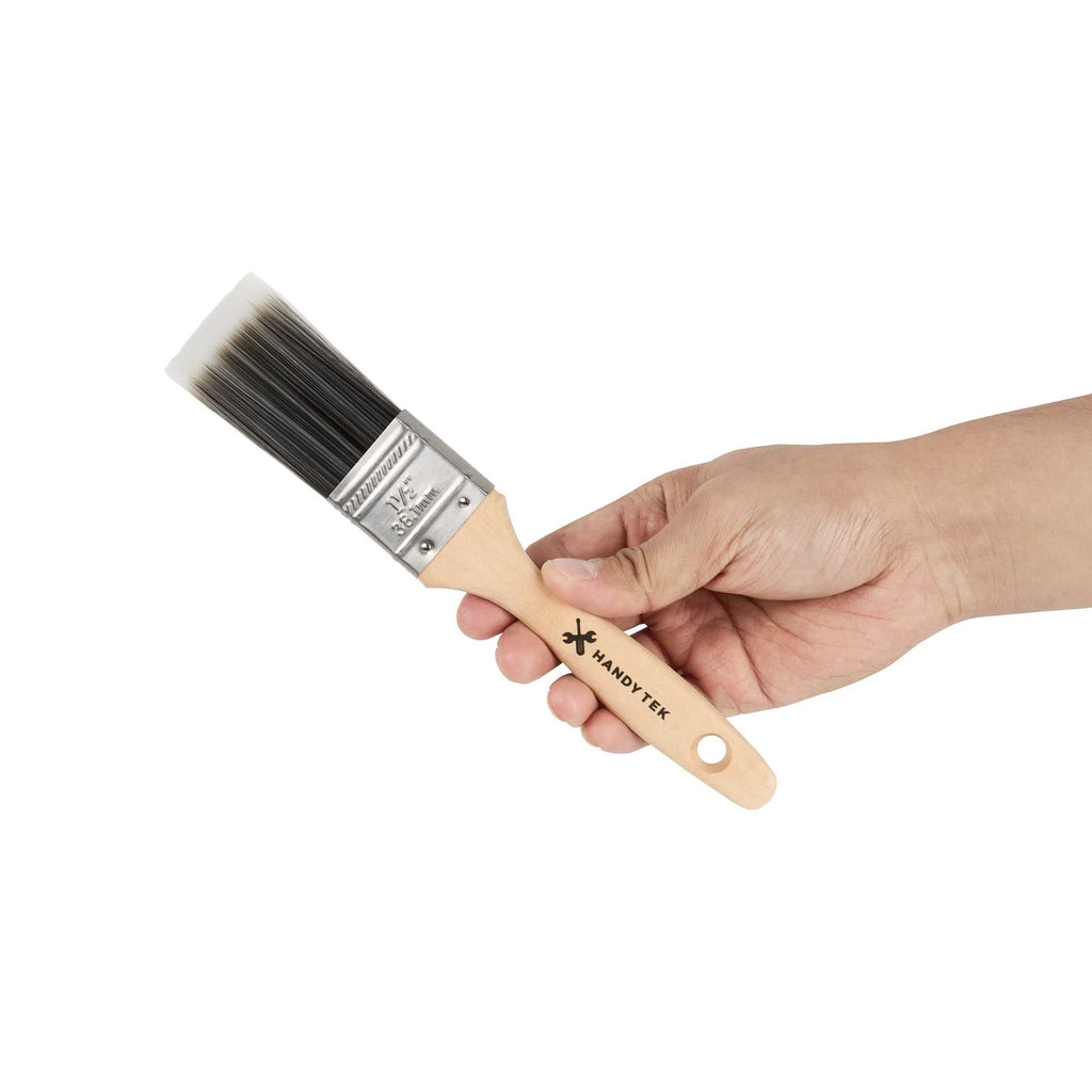 Handy Tek Synthetic Polyester Paint Brush - Flat, Beaver Tail - 1 1/2" - 6 count box