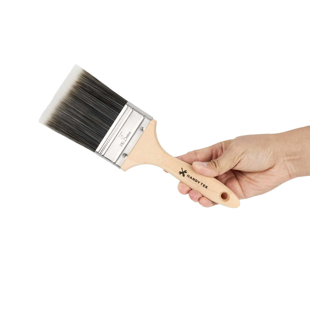 Handy Tek Synthetic Polyester Paint Brush - Flat, Beaver Tail - 3" - 72 count box